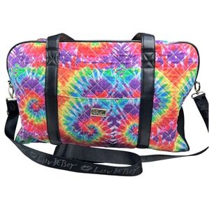 Betsey Johnson Luv Tie Dye Quilted Weekender Duffel Bag Large Travel‎ Tote